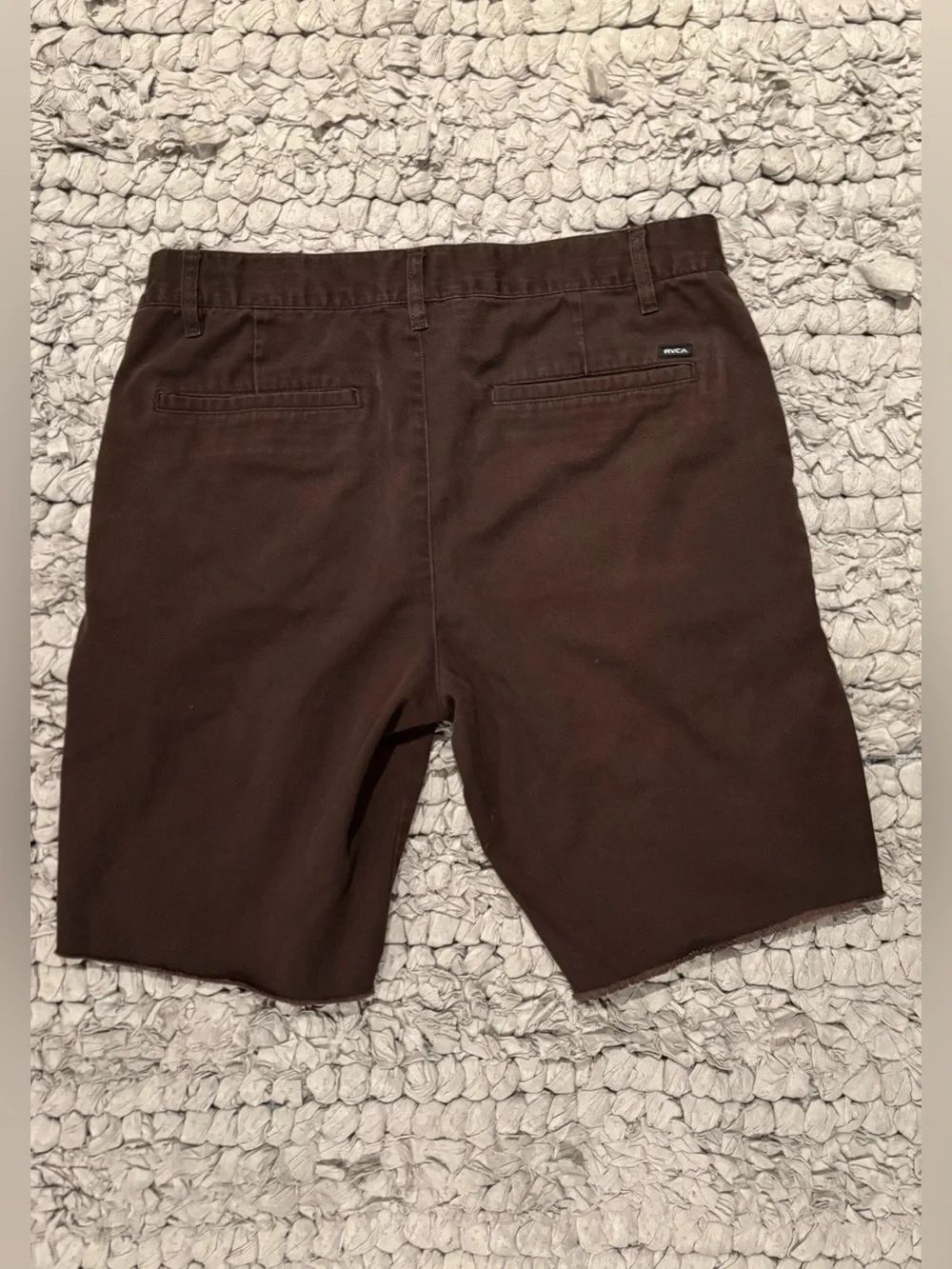 Men's Brown RVCA Skater Raw Hem Shorts